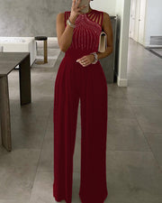 Elegant Wide Leg Jumpsuit for Women - Black, Red, Blue