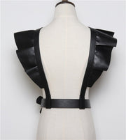 Black PU Double Strap Belt for Women