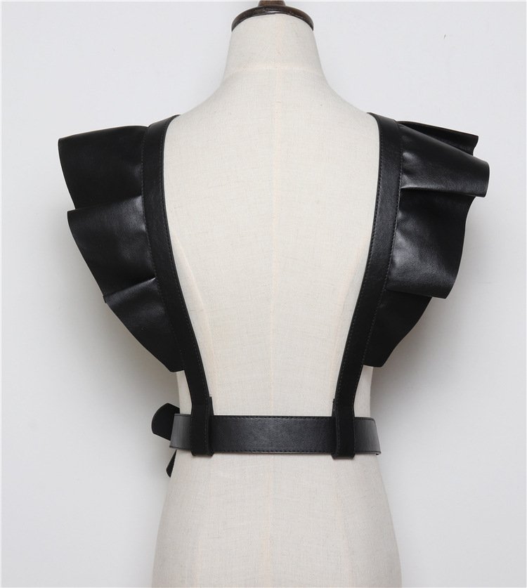 Black PU Double Strap Belt for Women