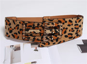 Leopard Print Horsehair Belt with Adjustable Waist