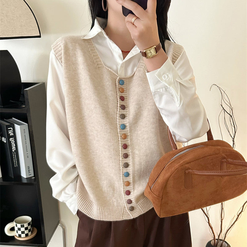 Knitted Vest Women's Spring and Autumn Outer Wear Cardigan