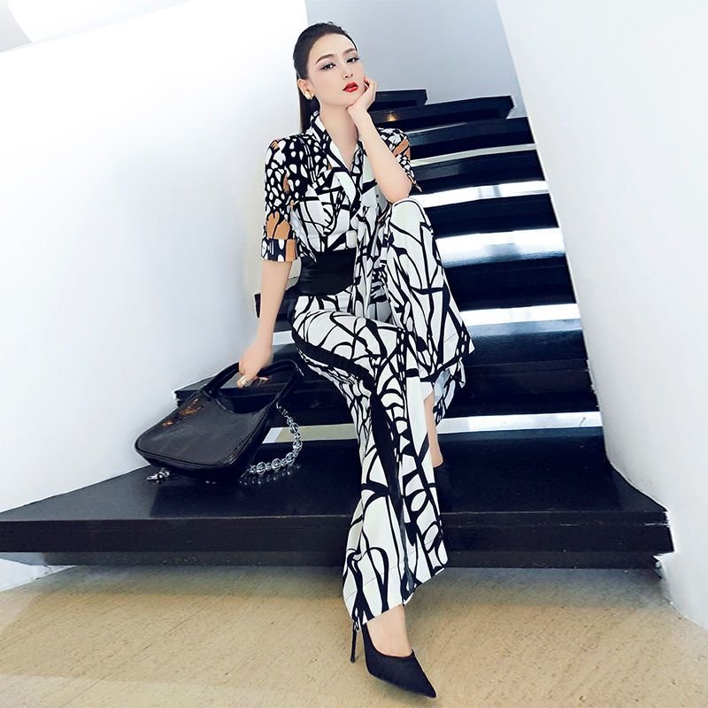 Women's Printed Jumpsuit Wide-leg Pants