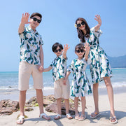 Father-Son Short Sleeve Suit, Colorful Contrast Outfit for Family Photoshoots
