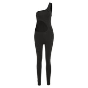 High Waist Slanted Shoulder Jumpsuit for Women - Summer Casual Wear