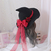 Retro Witch Hat with Big Bow - Gothic Magical Girl Cosplay Accessory