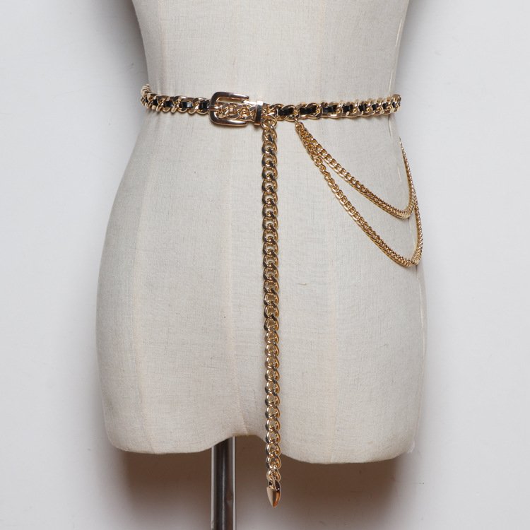 Stylish Chain Belt for Women - Adjustable Waist Chain with Metal Braid