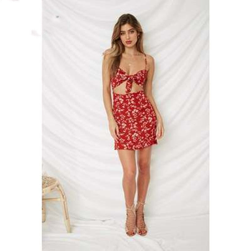 Women Butterfly Striped Casual High Waist Dress