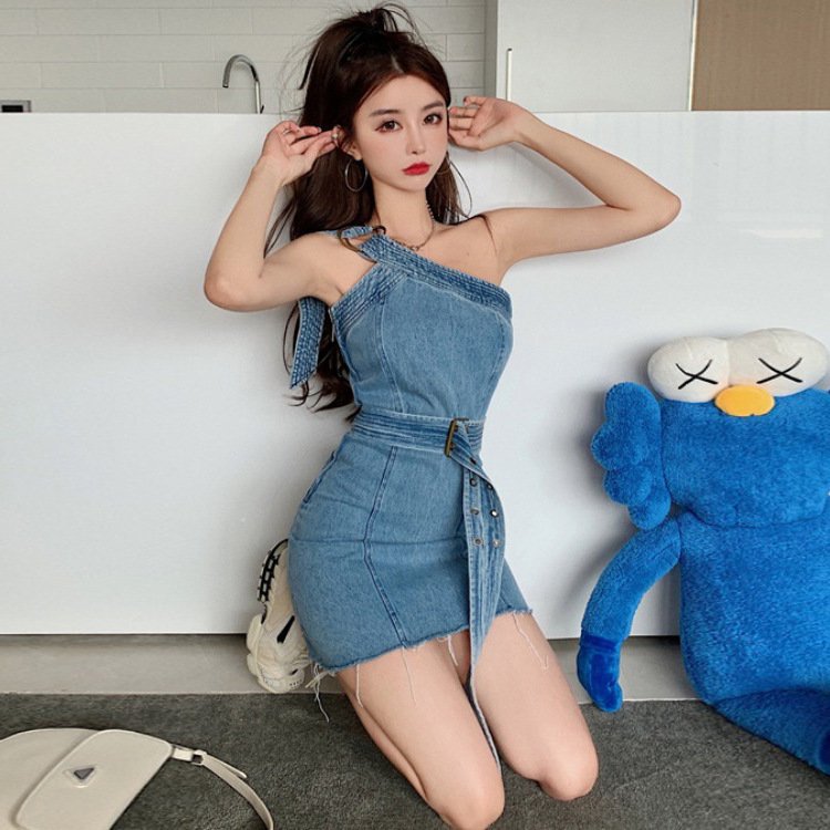 Retro Denim A-Line Skirt for Women