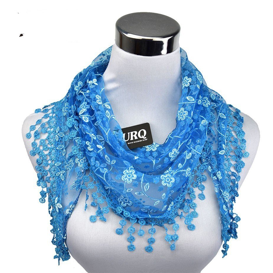 Floral Triangle Velvet Shawl for Women