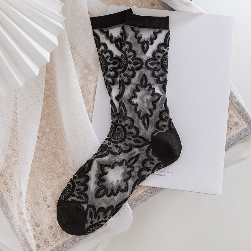 Lace Thin Cotton Socks for Women - Breathable & Absorbent