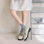 Light Green Floral Socks - Breathable & Stylish