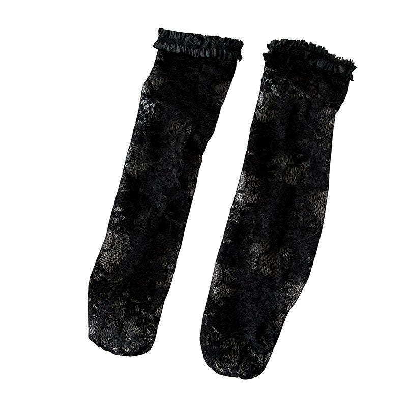 Retro White Calf Socks for Women - Breathable & Ultra-Thin