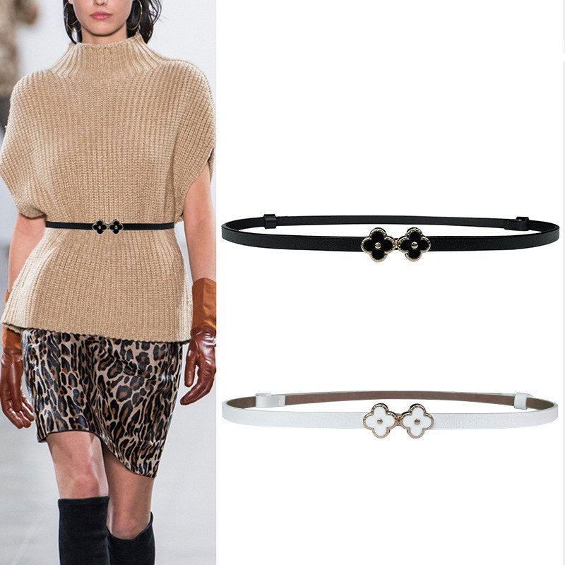 Thin Genuine Leather Waist Belt for Women