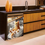 Orange Cat 2D Dishwasher Sticker – 21.65 Inch Flat Decal for Refrigerator, Dryer, and Washing Machine