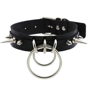 Retro Leather Spiked Collar Necklace