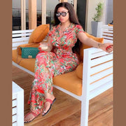 African Print Jumpsuit Set - Red