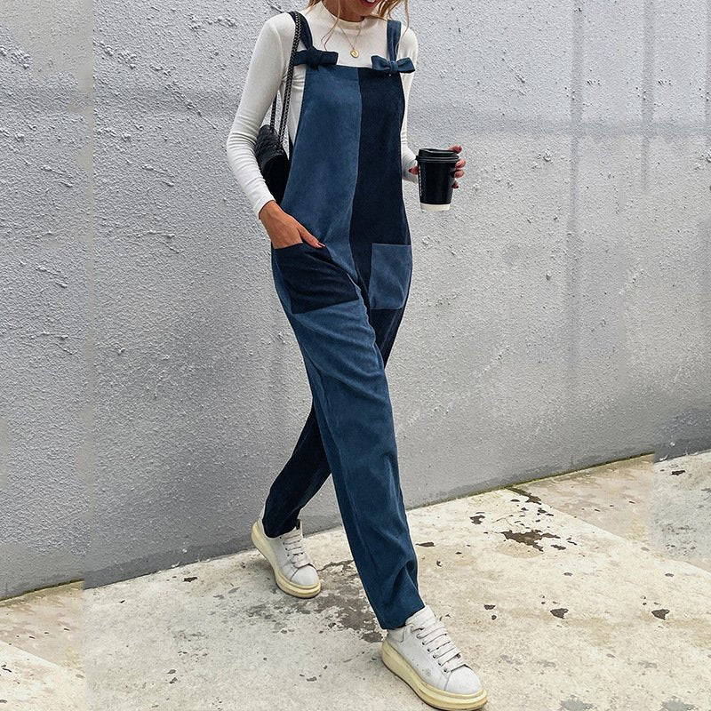 Casual Long Jumpsuit with Symmetrical Straps