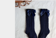 Kids' Long Stockings with Bow-knot Design