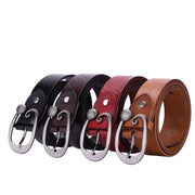 Leather Embossed Belt for Women - Elegant Cowhide Design