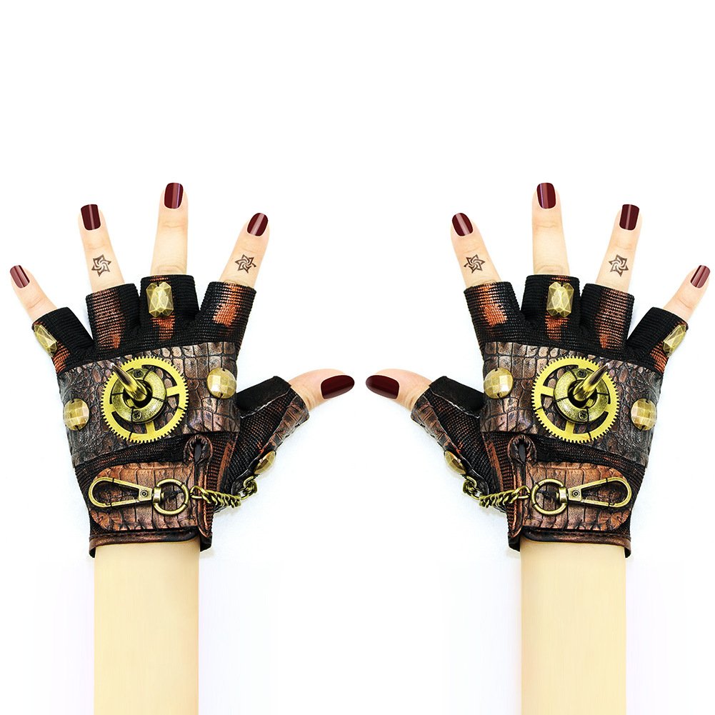 Steampunk Rock Locomotive Half Finger Gloves