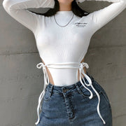 Sexy Letter Print Jumpsuit Tops & Bottoms Set