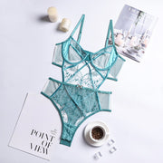 Lace and Mesh One-Piece Underwear for Women