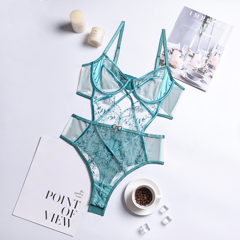 Lace and Mesh One-Piece Underwear for Women