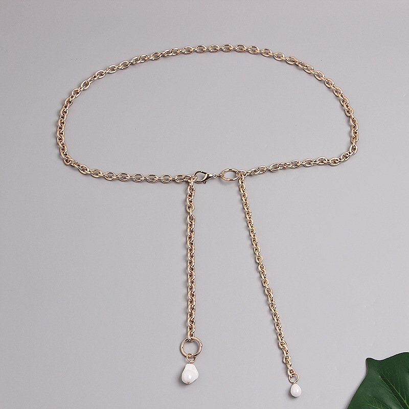 Rose Gold Waist Chain with Pearl Tassel
