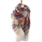 Stay Warm in Style with Yellow Plaid Square Scarf