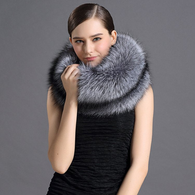 Stay Warm in Style with Silver Fur Scarf