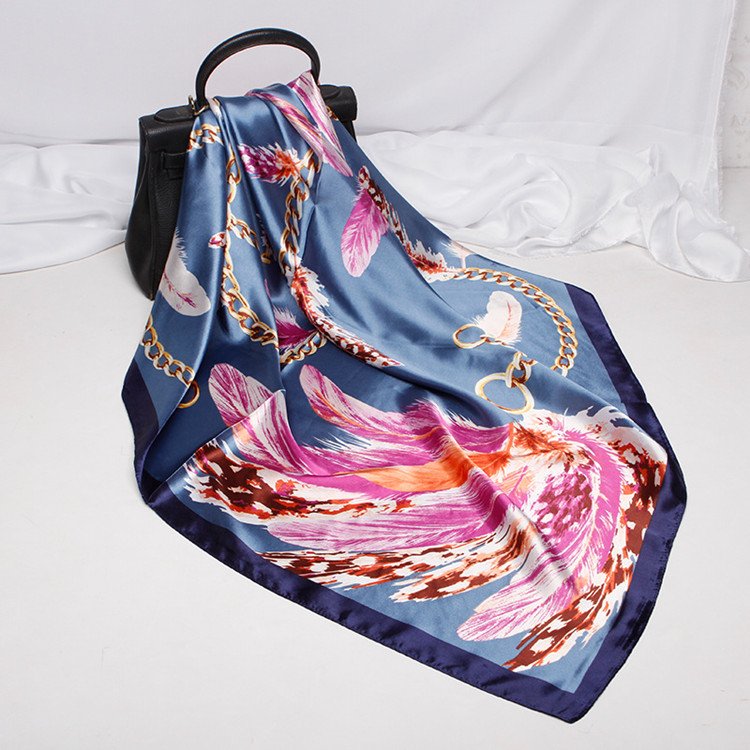Elegant Floral Square Silk Scarf