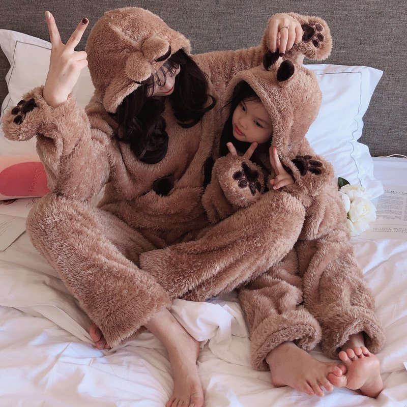 Thickening Parent-Child Coral Fleece Homewear Set