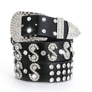 Stylish Rhinestone Leather Belt for Ladies