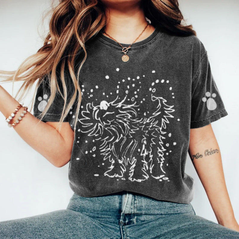 Loose-Fit 3D Print T-Shirt – Trendy Crew Neck, Short Sleeve