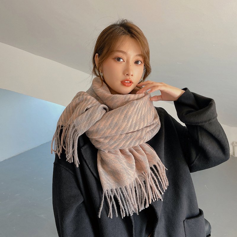 Double-Faced Cashmere Woven Shawl Scarf for Women