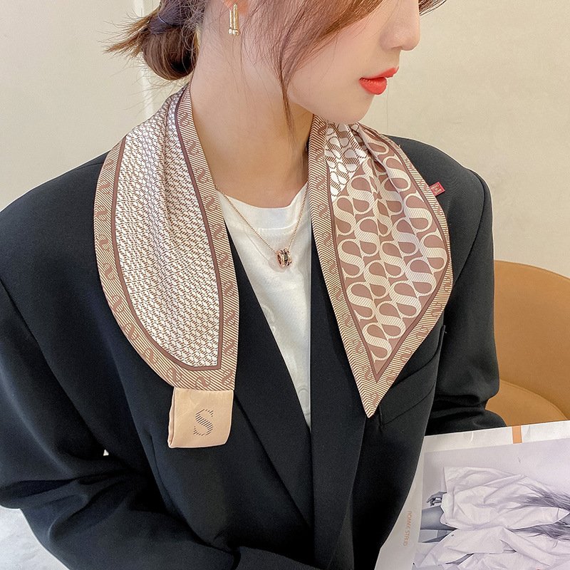Long Silk Scarf for Women - Decorative Mid-Length Wrap