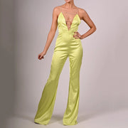 Sexy Tube Top Jumpsuits with Diamond Strap Design