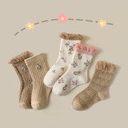 Jacquard Flower Bow Princess Socks for Girls