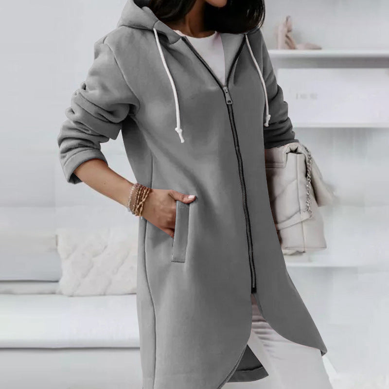 Women's Cozy Zip-Up Hooded Sweatshirt with Pockets