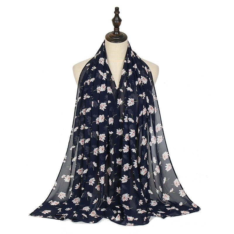 Chiffon Floral Print Headscarf for Women