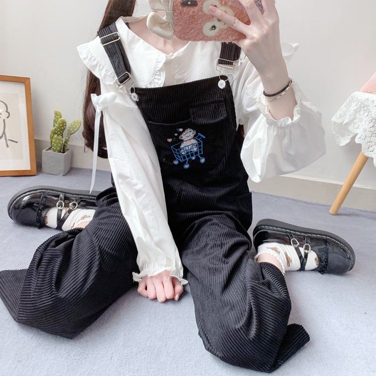 Korean-Style Corduroy Overalls for Women