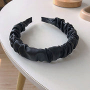 Premium PU Leather Pleated Headband for Women