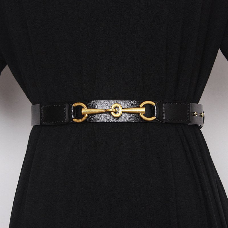 Women's Leather Belt - Adjustable Cowhide Horsebit Design