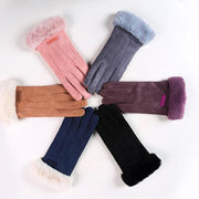 Black Fur Touchscreen Winter Gloves for Women - Warm & Windproof