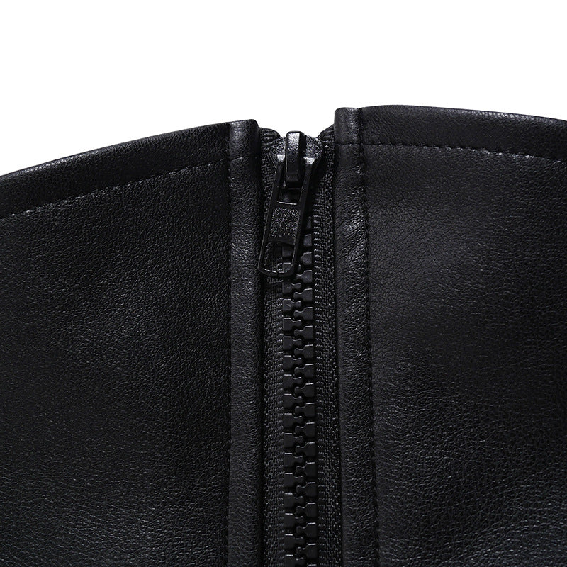 Women's Casual Waist Hip-Lifting PU Leather Overalls