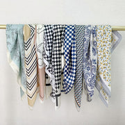 Add Elegance with Black and White Checkerboard Silk Scarf for Women