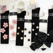 Sequined Diamond Bow Socks for Women