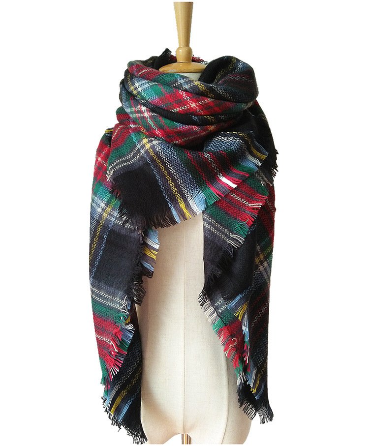 Cozy Double-Sided Plaid Scarf for Women
