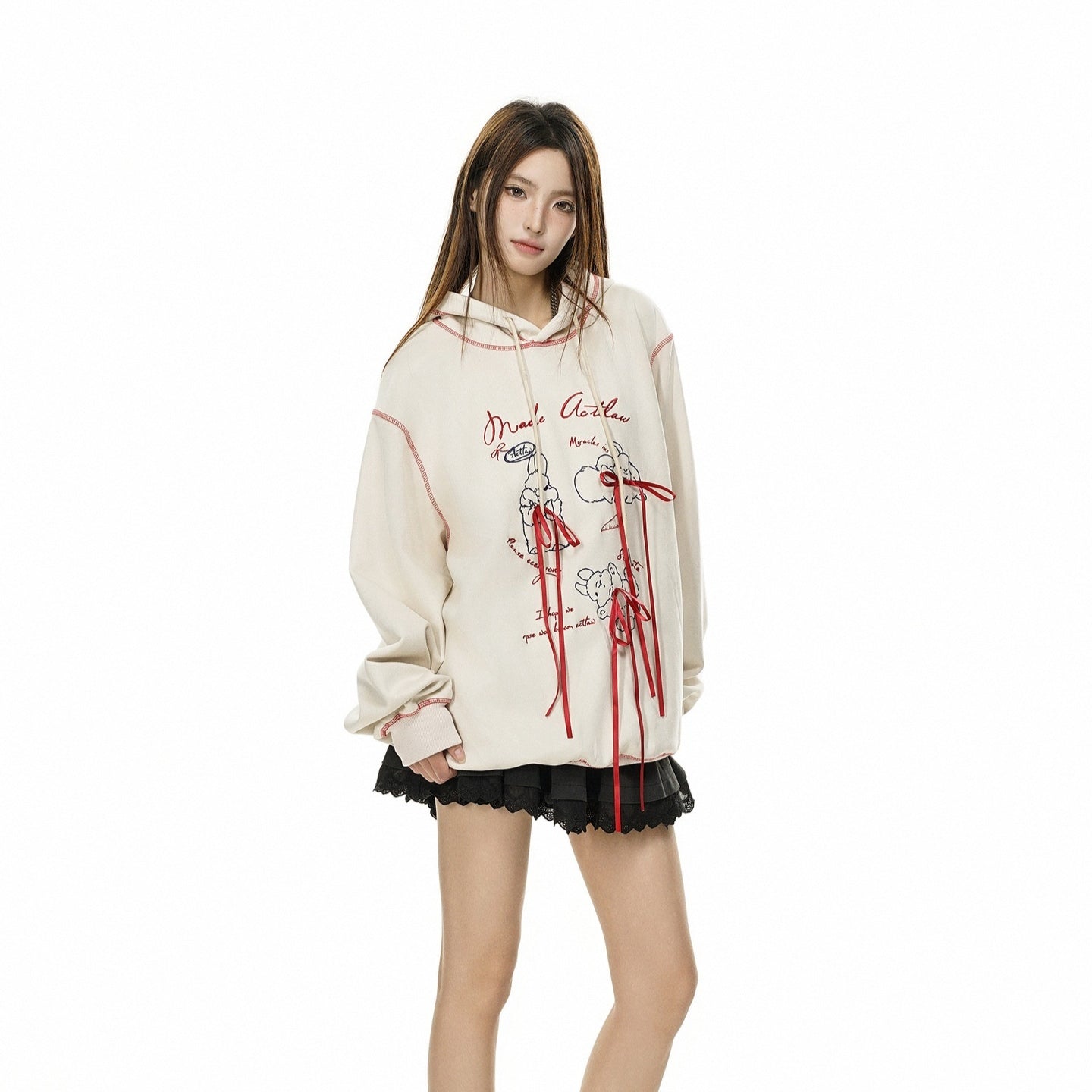Chic Bow-Tie Pullover Sweater Coat