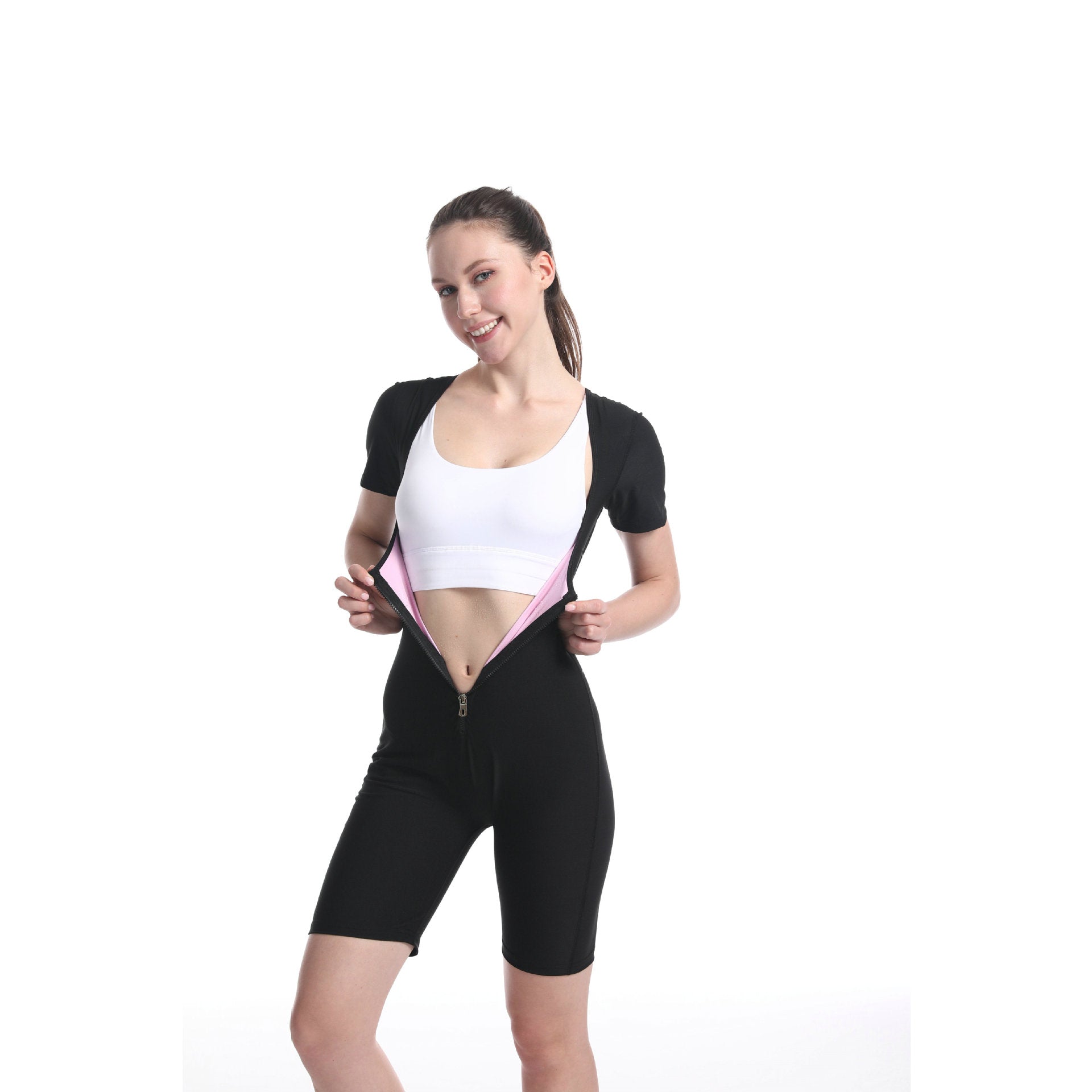 Womens Shaping Long-Sleeve Base Top And Waist-Cinching Jumpsuit